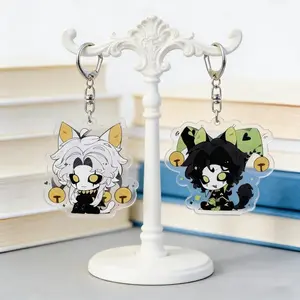 Dark Circus 5cm Layered Acrylic Keychain | Verdant Jester & Noble Pierrot | Clowncore Bag Accessory | Oddcore Anime Charm