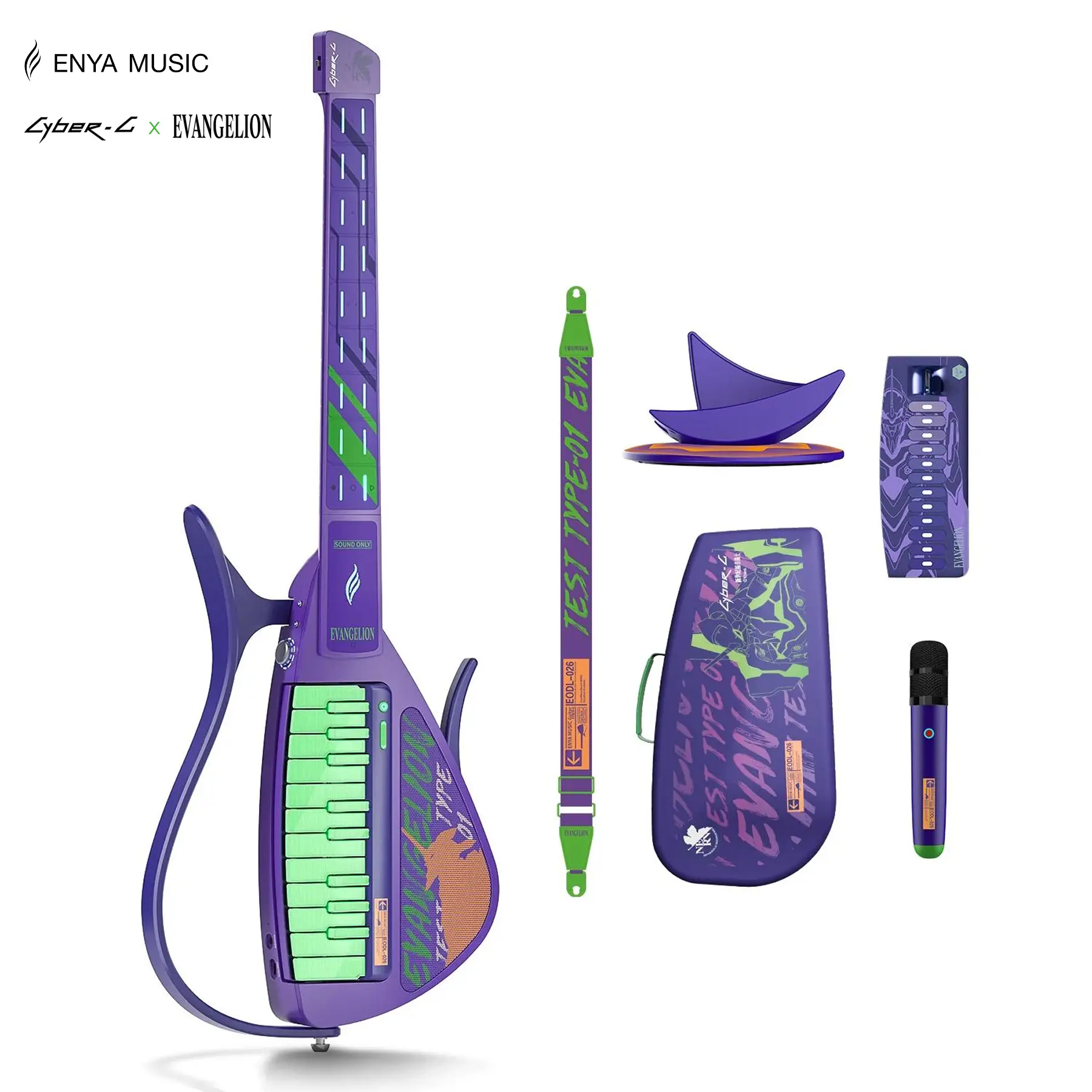 【Music Is Free】Enya CYBER-G Smart Guitar,Official Evangelion Collaboration, Stringless Guitar with APP Learning,Built-in Effects & Bluetooth,Portable Guitars for All Skill Levels,Gift Box Set Christmas Gift, TikTokShopHolidayHaul