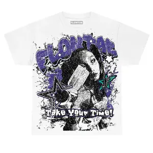 Streetwear Oversized Graphic T-Shirt – Grape 5s Inspired “Be Patient” Retro Cotton Tee for Men & Women