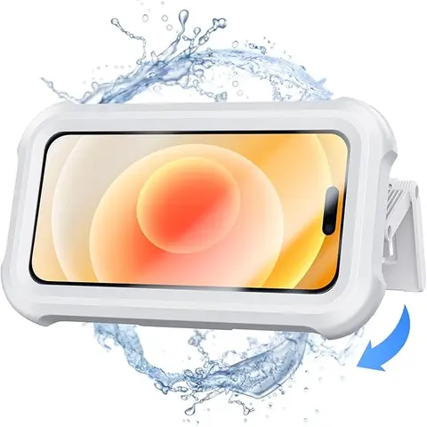 LC-dolida Waterproof ABS Plastic Cellphone Shower Holder - 480-Rotation Stand Mount, Easy Installation, Double-Waterproof Protective Shield, Phone Accessories for iPhone 11 Pro Max 15-11 XS XR (Up to 6.8" Devices)