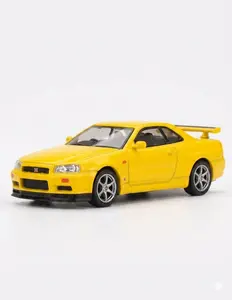 MINI GT Nissan Skyline GT-R R-34 V2 LB V-Spec Lightning Yellow Diecast Collectible Sports Car Model