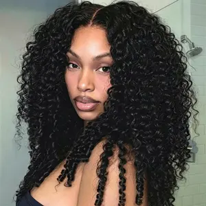[LIVE SUPER DEAL] 250% Density Wig West Kiss Kinky Curly Glueless Wig 7x4 Lace Front Wig Water Wave Ready Go Wig Pre Cut Pre Pluckced Hairline