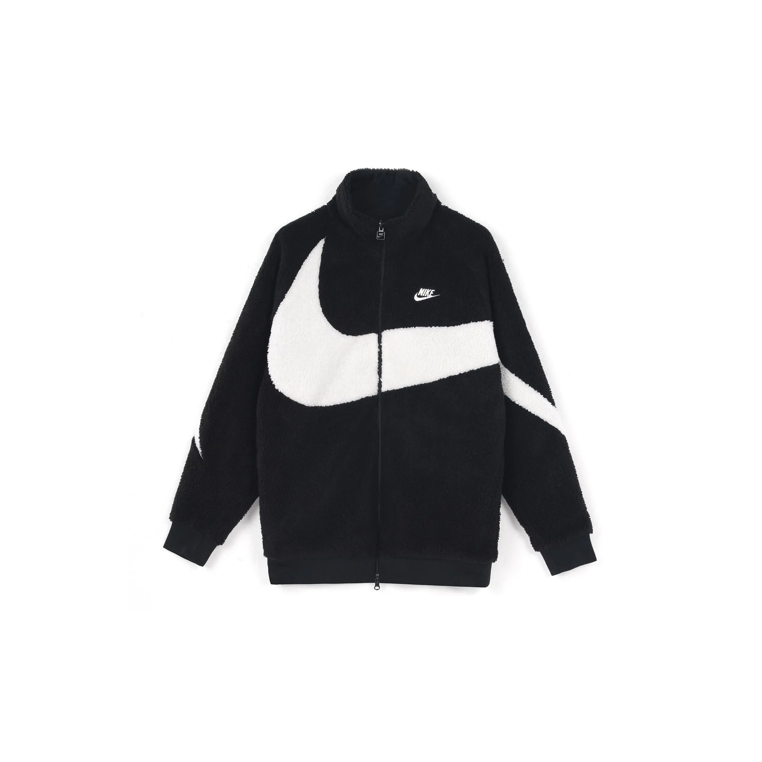 Men's Boa Fleece Jacket, Reversible Casual Coat with Big Logo Design, Sherpa Style Outerwear BQ6546-011, Coats, Menswear