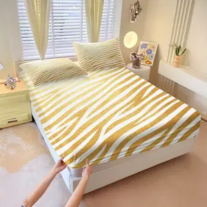3Pcs Personality Trend Zebra Fitted Sheet Set, Matches Various Modern Home Decor. Wash Resistant and Durable. Budget Friendly Bedroom Style and Ambience Upgrade.