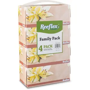 Reeflex Premium Facial Tissues 230 Sheets Per Box 2-Ply Soft Touch Gentle and Durable in A Stylish Box 4 Total Boxes 920 Sheets Family Pack