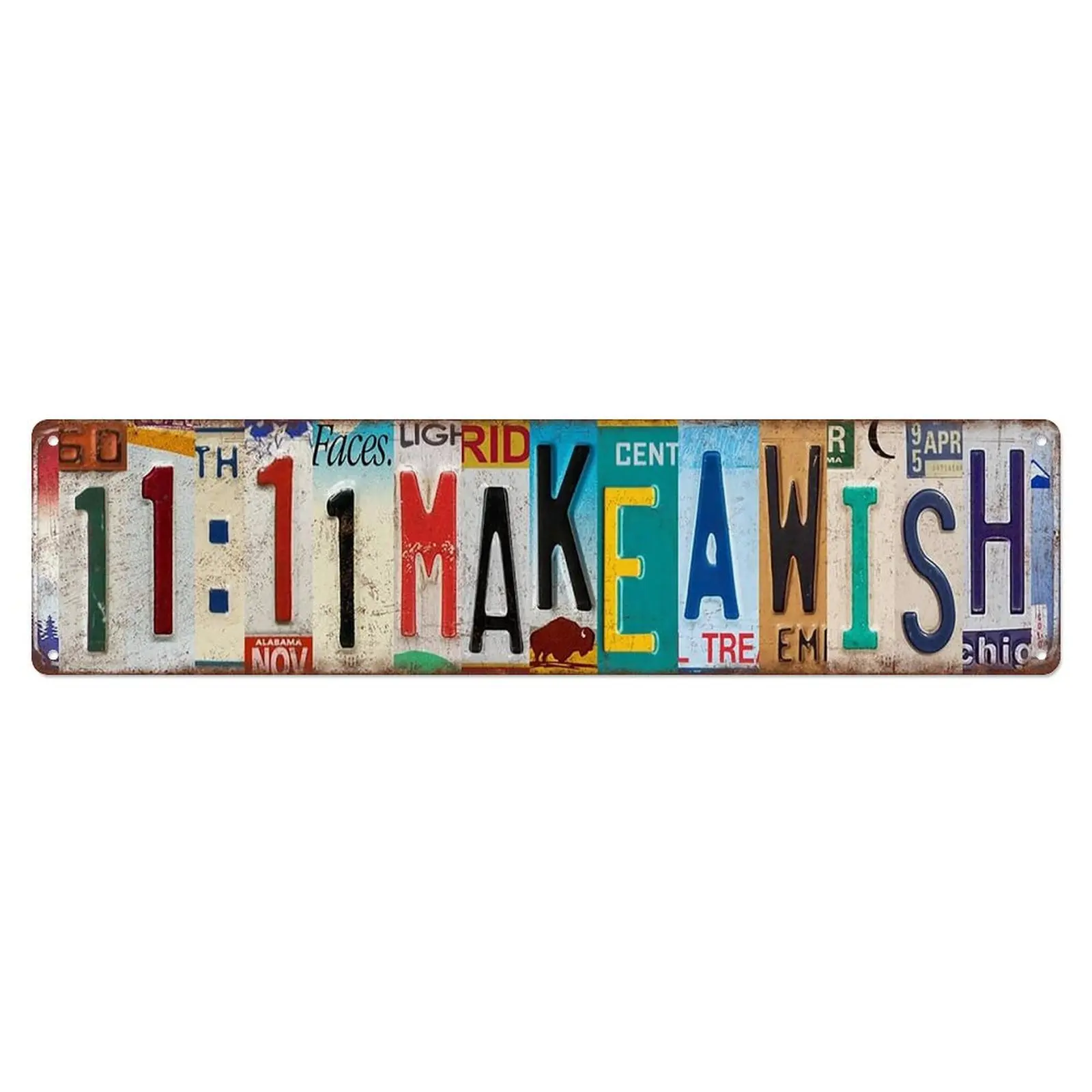 Vintage 11:11 Make A Wish Metal Aluminum Wall Sign - 16x4 In Rustic Farmhouse Plaque, Coffee Shop Decor, Bar Accessories, Home Supplies, Wall Mount Rustic Art Decoration