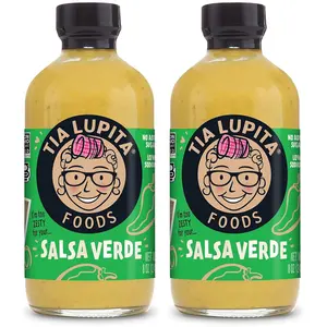 Tia Lupita Salsa Verde Hot Sauce 8 Oz (2) Flavorful Heat, Mild to Medium Spice  GlutenFree, NonGMO, Sugar Free, Low Sodium, Keto, No Carbs  Made with Tomatillos and Green Jalapenos