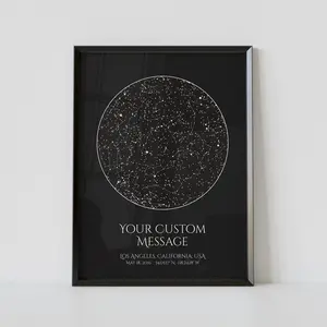 Personalized Star Map Poster, Night Sky Custom Print, Constellation Wall Art Decor, Anniversary Gift for Couple