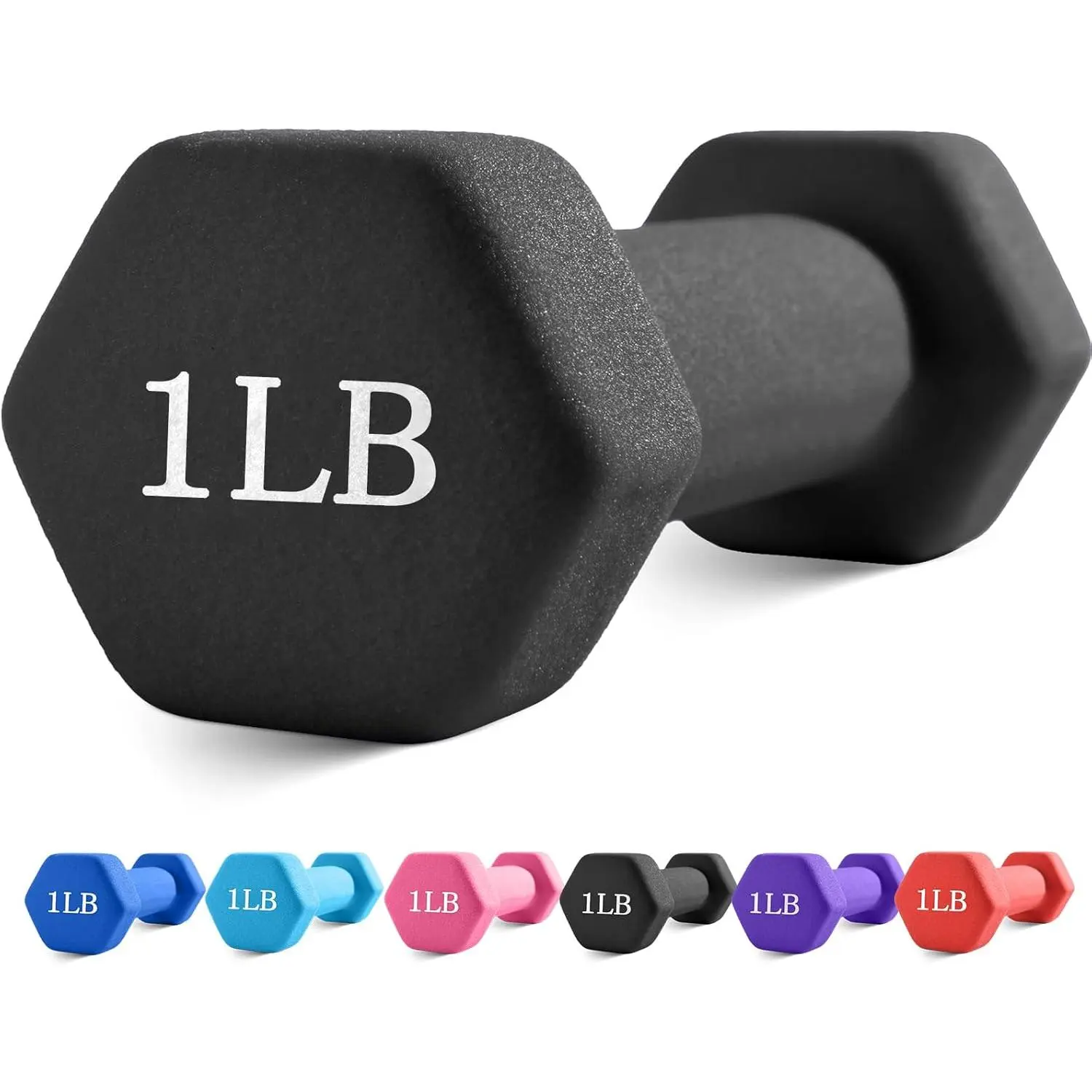 Portzon Weights Dumbbells with Neoprene Coating(Single), 1LB-3LB Anti-Roll, Anti-Slip, Hexagonal Home Fitness Equipment for Shoulder, Neck, and Hand Training for Seniors over 55 old