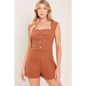 TERRACOTTA CHIC WOVEN ROMPER