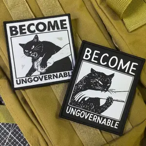 Become Ungovernable Cat Patch, Streetwear Rebel Style, Velcro Backing, Motivational Arm Band, Backpack & Workwear Accessory