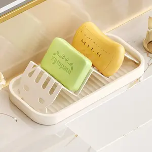 New Soap Box W-Type Storage Rack, Creative Home Bathroom Drainage Soap Holder, Durable Plastic Organizer for Soaps & Accessories