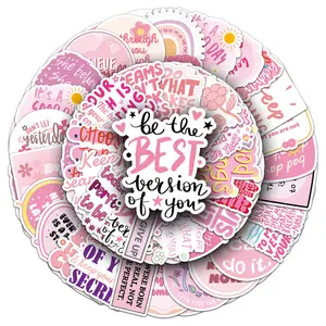 50 Pink Inspirational Stickers - Waterproof Decals for Luggage, Tech & Travel
