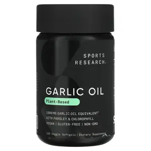 Sports Research Garlic Oil, Plant-Based, 150 Veggie Softgels