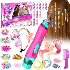 Girls DIY Hair Braiding Kit Creative Hair Accessories Craft Toy for Girls Ages 5-10 Fun Birthday Gift with Beads and Tools