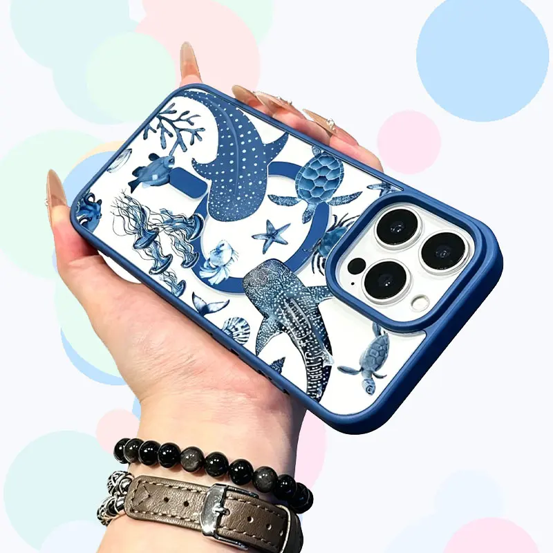 MagSafe Compatible Whale Shark Ocean Aesthetic Phone Case, Full Camera Protection Soft TPU Cover, Ideal Gift for Ocean Lovers, Compatible with iPhone 17-11 Pro Max Plus