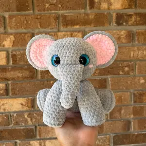 Handmade crochet gray elephant plushie
