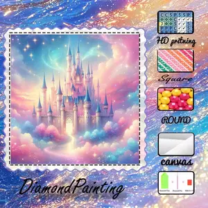 5D Duck Feather Canvas, AB diamonds, crystal diamonds, full diamond square and round drill kits, Fantasy Castle DIY mosaic wall art, beginner craft kit (with tools), home wall decoration gift, diamond art kit, Diamond Painting Kits, Handicraft