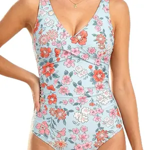 Women's V-Neck Solid One Piece Swimsuit | Classic Basic Monokini | Comfortable Beach Bathing Suit