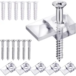 20 Pack Mirror Holder Clips, Offset 0.24 Inch/ 6 mm, Glass Mirror Hanging Kit for Wall Mounting, Hanging Retainer Fasteners with Screw and Anchors for Fixing Cabinet Door (Classic Style)