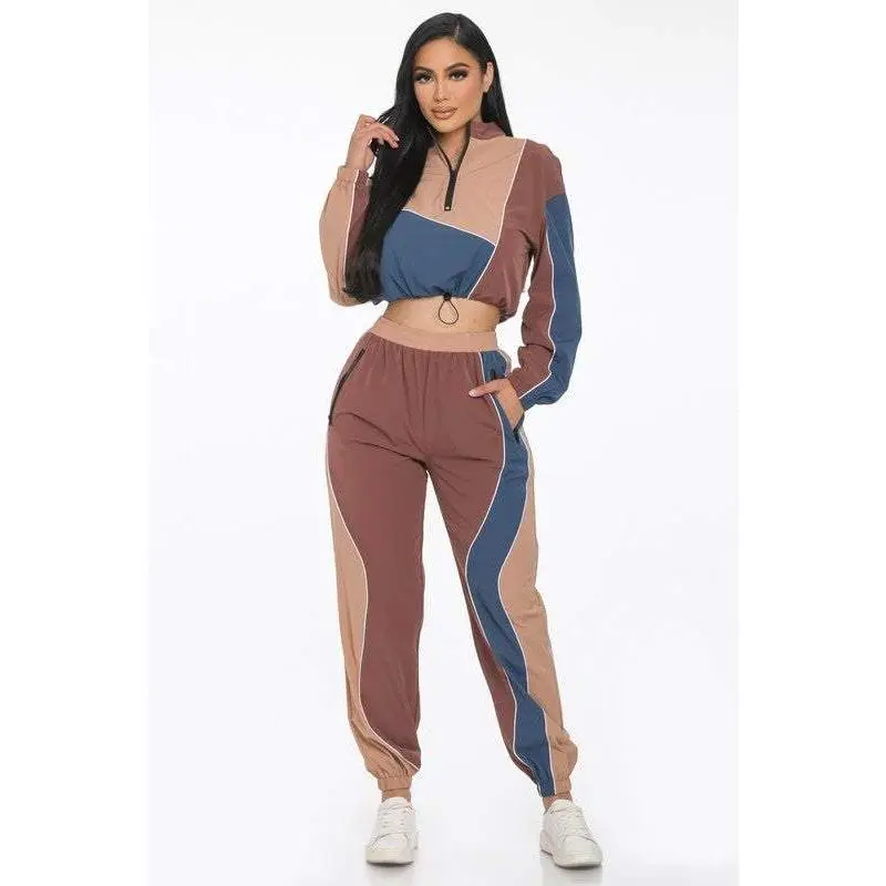 Lisa Mocha Color Block Jogger Set