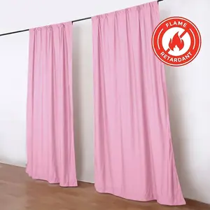 2 Pack 5ftx10ft Pink Scuba Polyester Backdrop Drape Curtains, Durable Flame Resistant Event Divider Panels Wrinkle Free With Rod Pockets