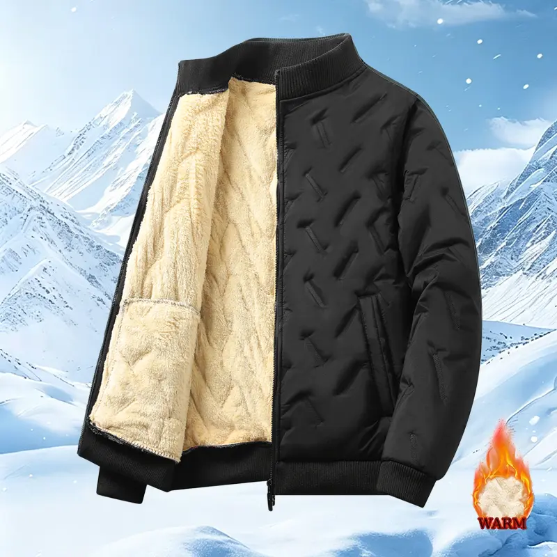 Color Block Men's Fleece Jacket - Autumn-Winter Casual Long-Sleeve Warm Coat with Stand Collar, Lambswool Lining, Colorblock Pockets, Non-Elastic Fabric, Regular Fit, Multi-Color for Outdoor Activities | Menswear Tops, Color Block Men's Fleece Jackets