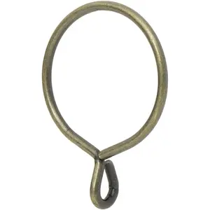 Drapery Eyelet Curtain Rings - 2.3" Ring for Curtain Hook Pins, Set of 14 - Antique Brass