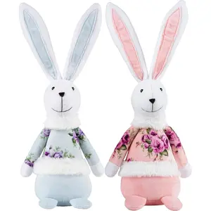 Easter  Bunny Decorations - Big Eared Soft Cute  Plush Decor for Spring  Tiered Tray & Tabletop Ornaments for  | Easter & Valentine's Day  for , Adults, Set of 2