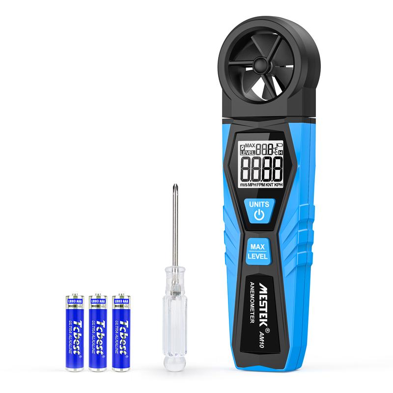 Mestek AM10 Digital Anemometer Wind Speed Gauge Meter Five Modes Rotate Wind Speed temperature measure 5 Unit m/s MPH FPM KNT KPH Wind Speed Meter