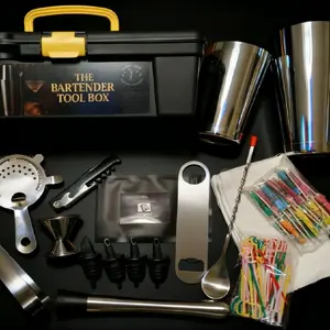 Bartender Tool Box - Professional Bartending Set Shaker Stainless