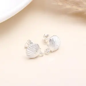 925 Sterling Silver Scallop Shell Stud Earrings