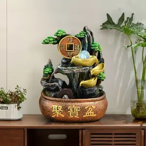 Fortune Flowing Water Ornament Floor-standing Humidifier Circulating Feng Shui Ball Fountain Entrance Rockery Garden Decoration Living Room High-end Housewarming Opening Gift