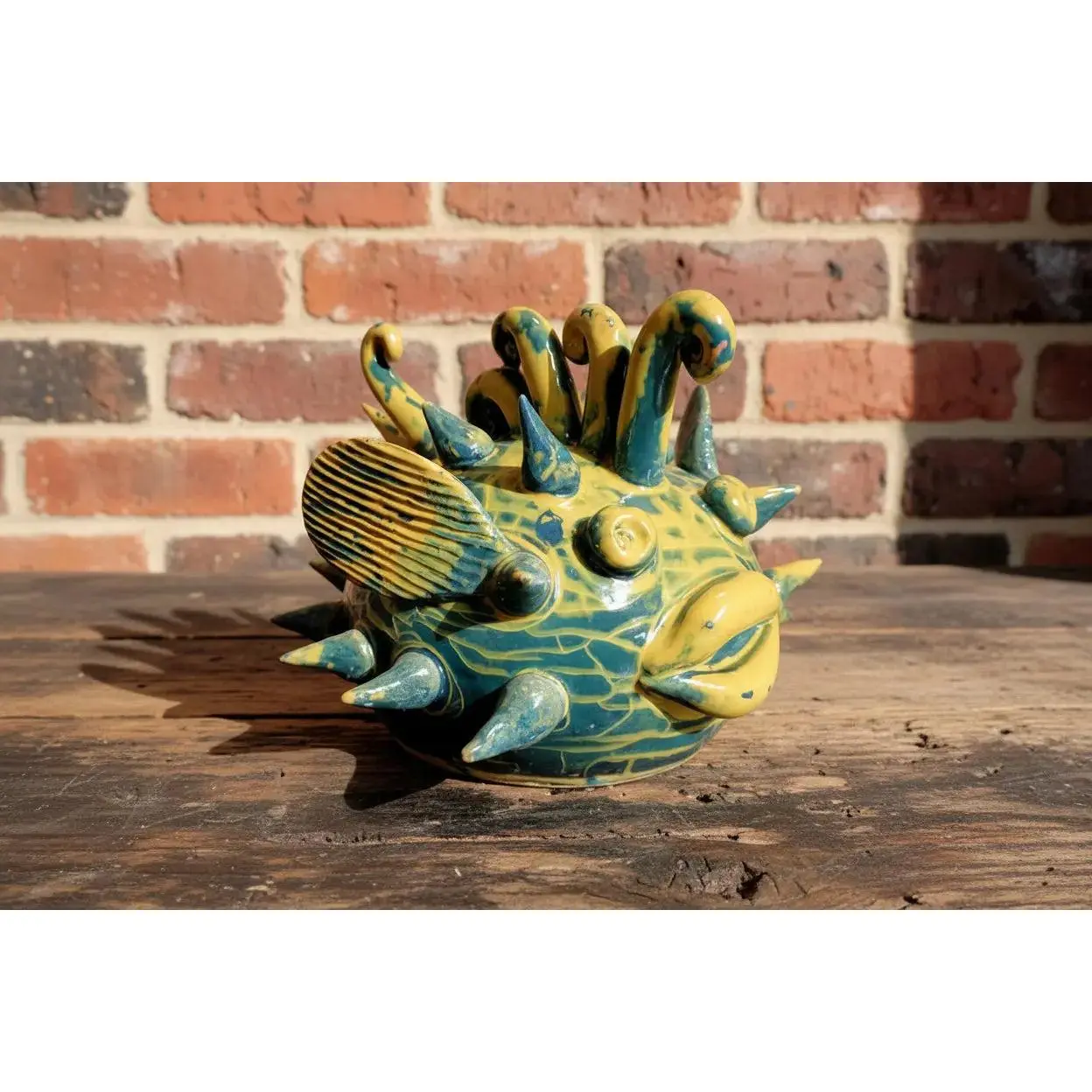 Ceramic Fish Pottery Decor - 9" L x 7" W - 6" H, 32oz Ornaments for Room Decor