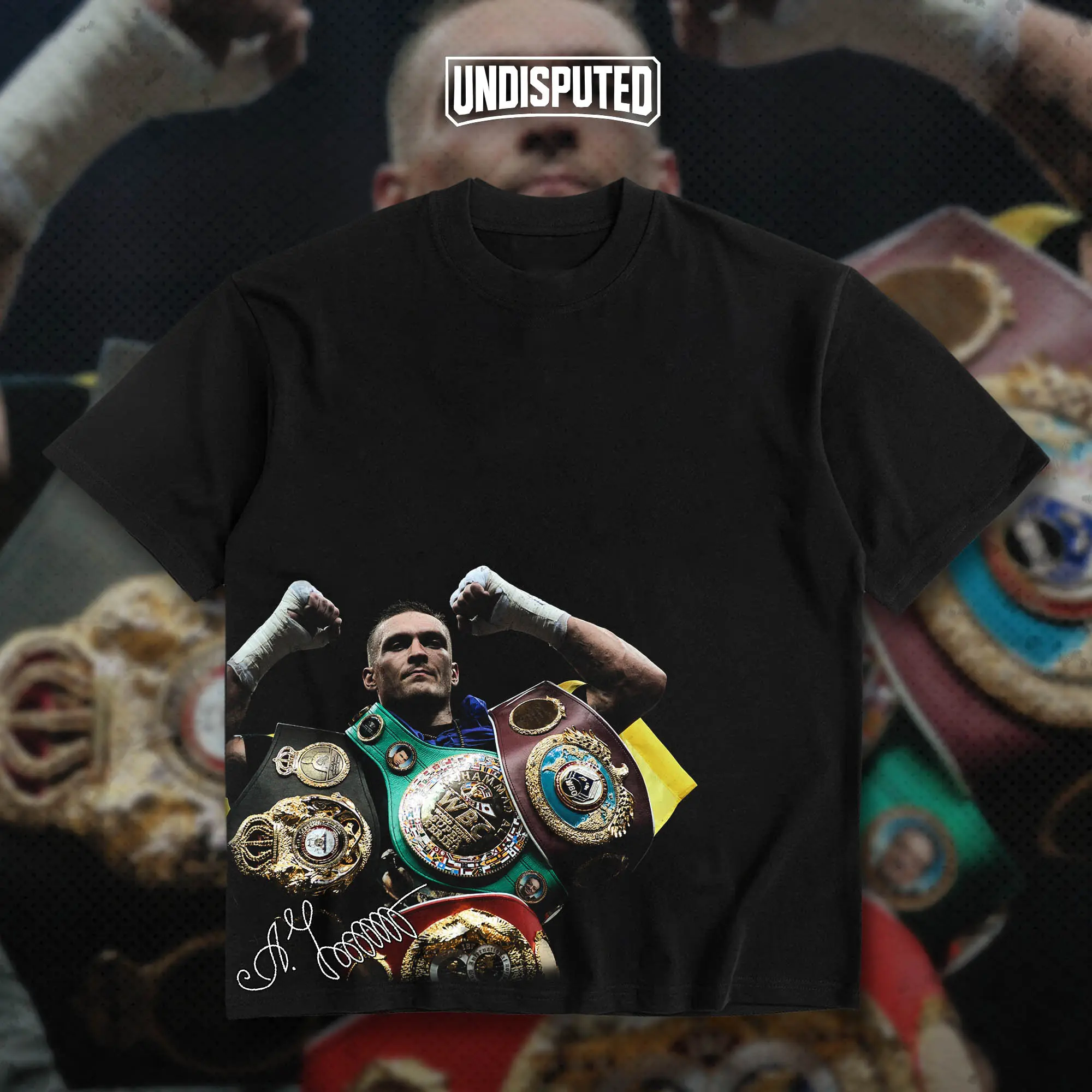 UNDISPUTED Oleksandr Usyk Undisputed Heavyweight Champion Heavy Cotton T-shirt Usyk Boxing Fight Night Shirt Fan Apparel Gift For Boxing Fan Menswear Breathable Print
