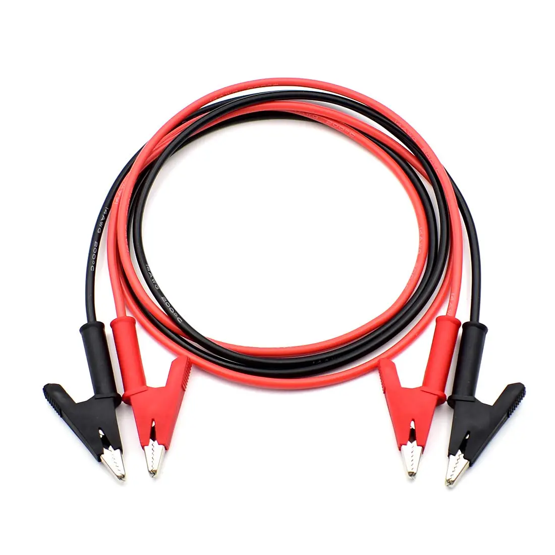 14 Gauge Jumper Wires Alligator Clips Set - Heavy Duty Silicone Test Leads, Automotive Home Supplies, 2-Count, 3.5mm Cable Diameter, 1m/39in, 2000V