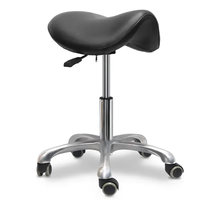 Saddle Stool Tilting Available Ergonomic Swivel Stool Chair with Hydraulic Lifting Height Adjustable Rolling Stool forMedical Massage Salon Kitchen Spa Drafting white makeup vanity