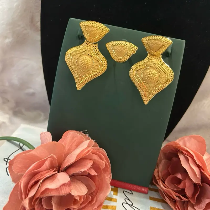 Classic Indian 24-Karat Earring and Ring Set