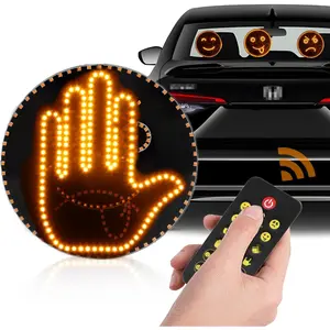 Hand Gesture Light for Cars, 4 Emojis and 4 Gestures LED Car Sign, [11 Modes Options & Remote Control] Road Rage Hand LED Sign for Cars