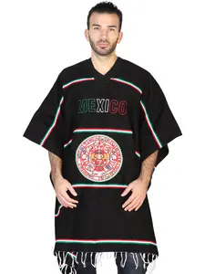 Artisanal Mexican Poncho 100% Acrylan Black 602562