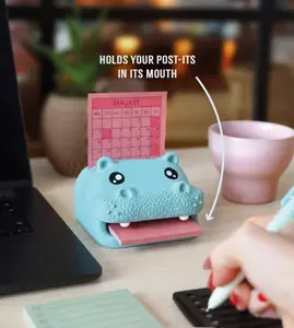 Hippo-Campus Study Buddy Sticky Note & Planner Stencil Holder - Holds Notes in Mouth, Includes 3 Reusable Stencils, Pen Slot, Perfect Gift for Students & Planners