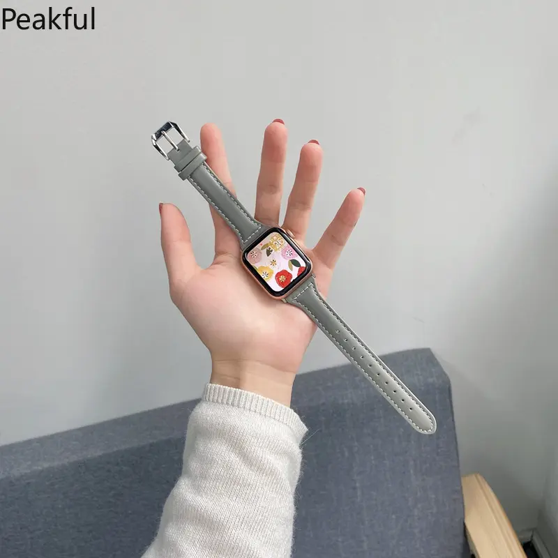 Applicable to apple watch smart watch s98se/ultra small waist women's leather apple strap cross-border Applicable to apple watch smart watch s98se/ultra small waist women's leather apple strap cross-border