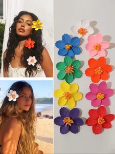 Women's Lotus Flower Hair Clips, Hair Clip Set, Vacation Style Beach Sand Sweet Hair Accessories, Pure Color Bohemian Cute Elegant Hairpins for All Seasons