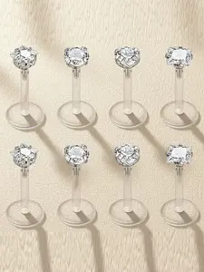 8-Piece Acrylic Lip Studs Nose Rings Ear Bone Piercings Set, Heart Star Square Mix, Comfortable Fashion Jewelry for Daily Party Vacation, Nose Piercings Kit