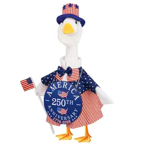 250 Years American 4th of July Porch Goose Decorative Outfits with US 250th Anniversary Door Sign Set for 23'' Lawn Goose Clothes USA Patriotic 4th of July Independence Memorial Day Porch Goose Costume
