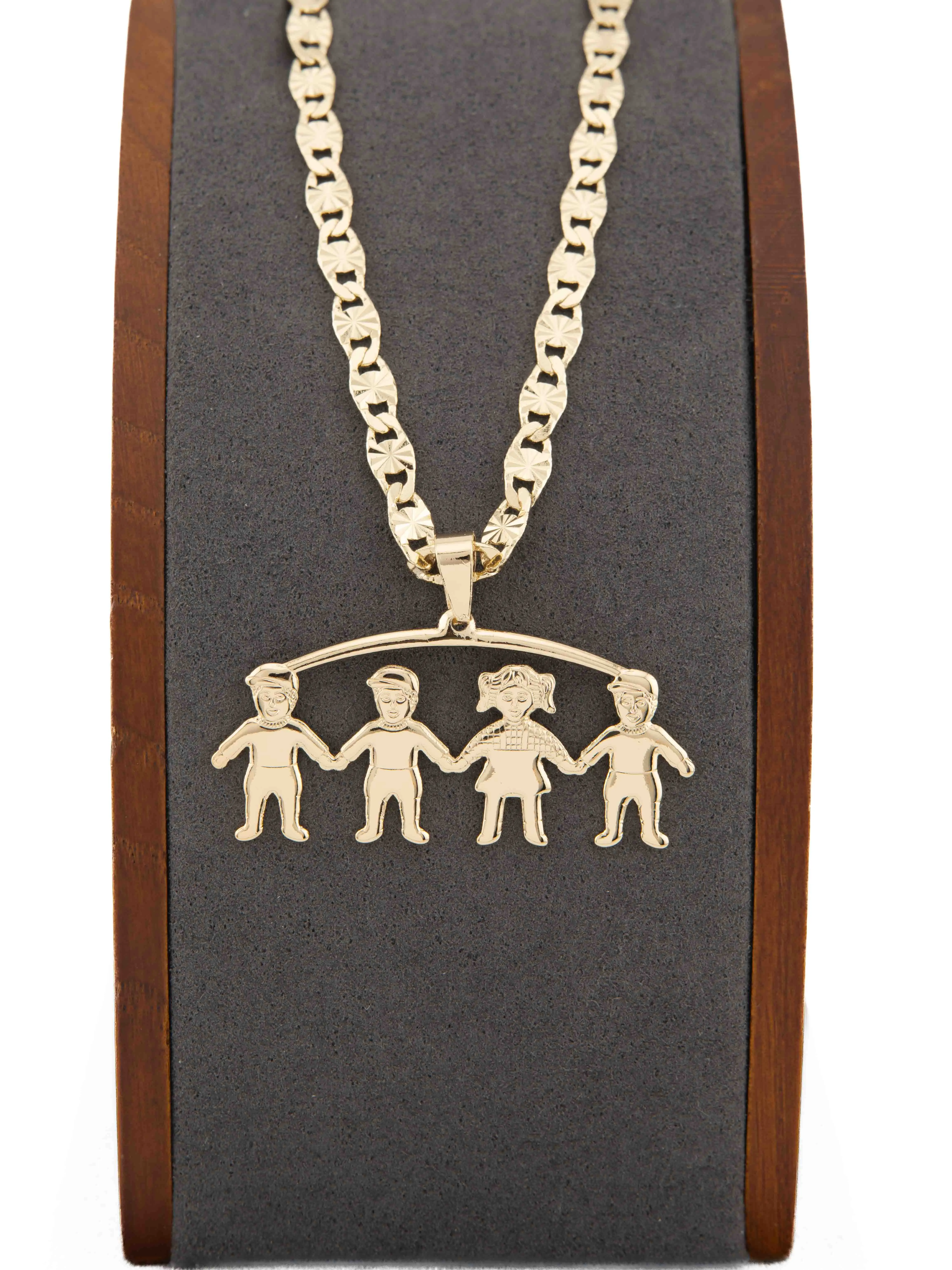 Gold-Plated Pendant Necklace for Children, Cute Fashion Jewelry with Chain Accents, Available with 18 or 24-Inch Chain for Boys and Girls, Chain Accents Necklaces