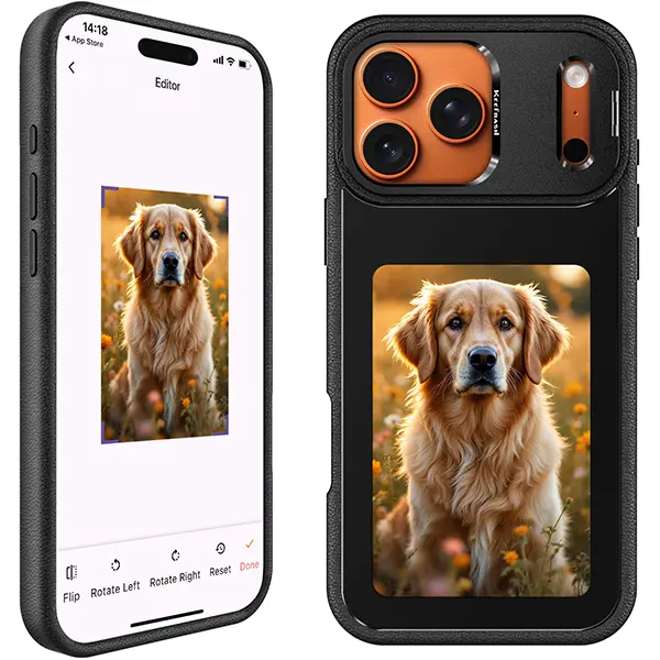 Keefrash Smart E-Ink Phone Case For iPhone ,Photo Changing Phone Case,4.0" Four Color E Ink Screen With NFC Transfer,  Supports MagSafe Charging, Custom Phone Protective Case, Anti-Drop Water-Resistant, Unique iPhone Cases