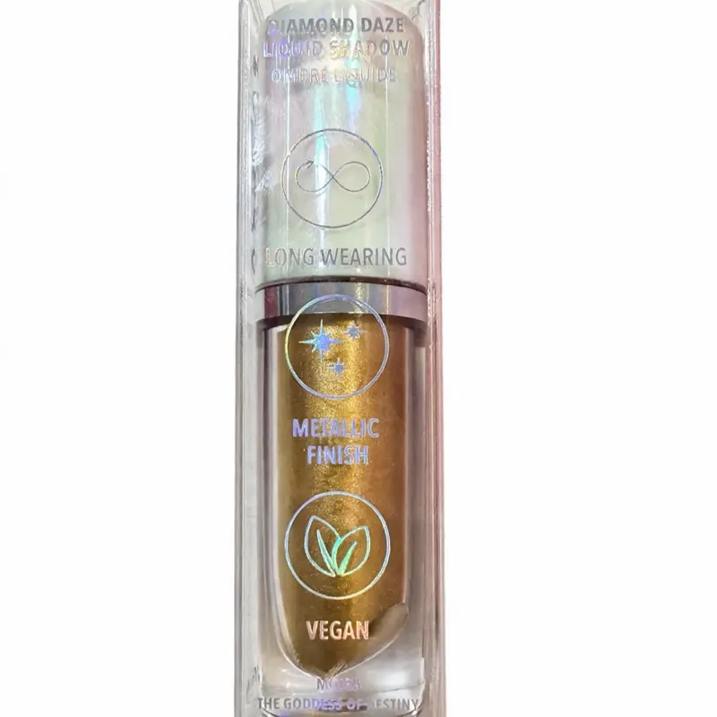 MOIRA Diamond Daze Liquid Shadow – Gold, 0.1 fl oz / 3 ml. Long-wearing liquid eyeshadow with metallic finish. No crease, no fallout. Cruelty-free, vegan, paraben-free, gluten-free.