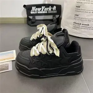 Men's and Women's Versatile Thick-Soled Height-Increasing Dad Shoes Spring Couple Sports Star White Sneakers