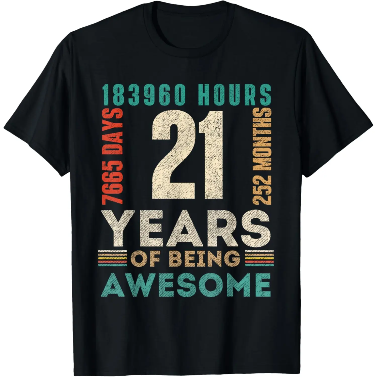 Men's Graphic Tshirt with 21st Birthday Print, Soft 100% Cotton Shortsleeve Round Neck, Ideal Bday Gift, Top, Classic, Breathable, Menswear, Casual, Fabric, Birthday Theme, T-Shirt, Fitted Cut, 21St Birthday Graphic Print
